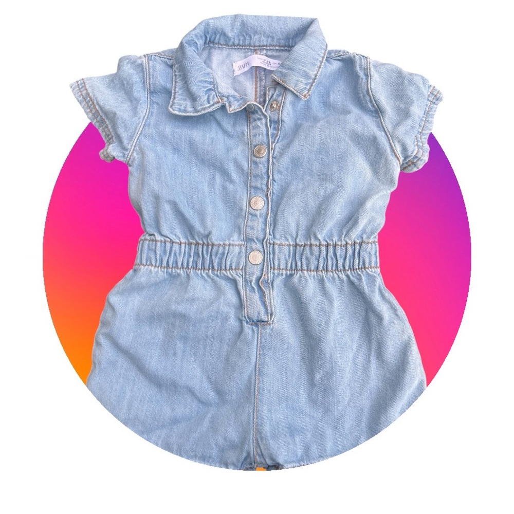 Zara Sky Blue Denim Romper